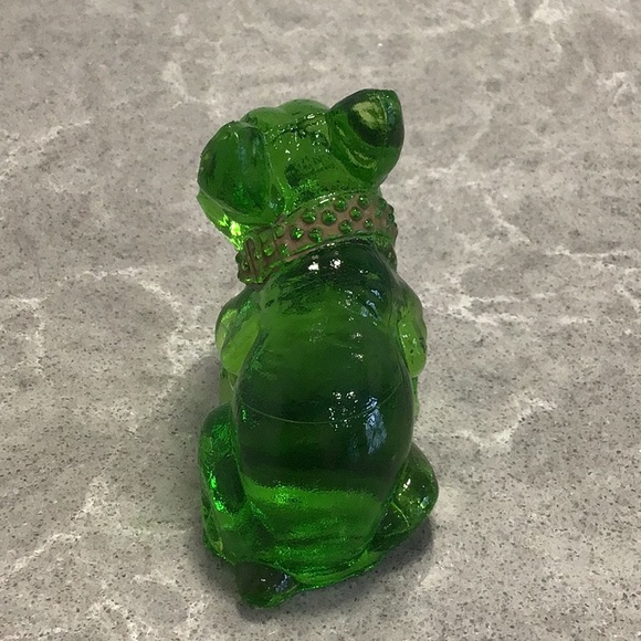 Vtg Westmoreland 2.5” Glass Bulldog Figurine Rhinestone Eyes - Picture 3 of 7
